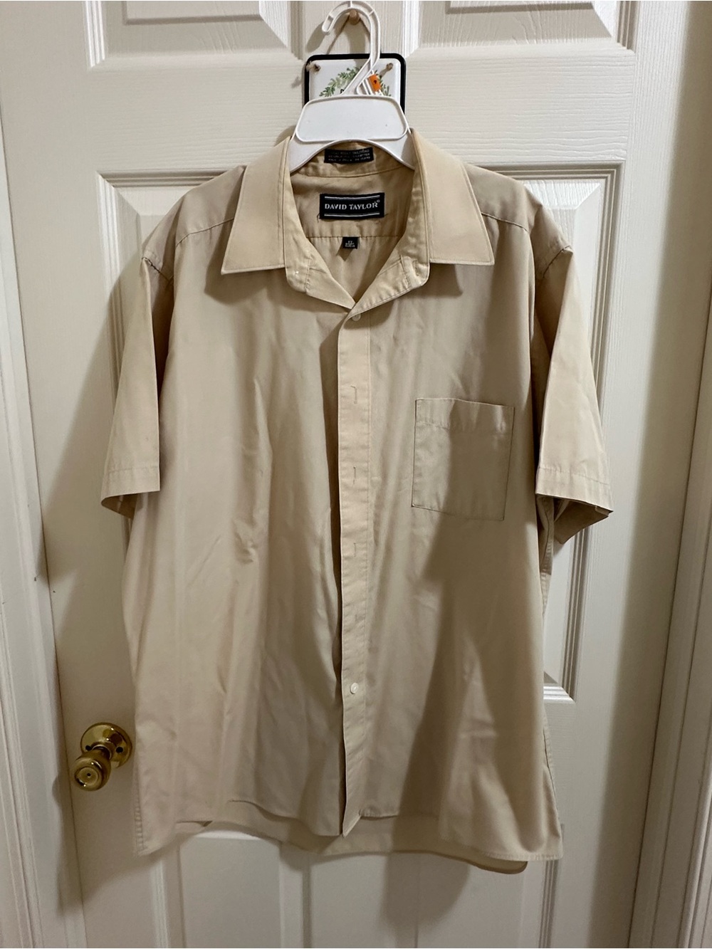 David Taylor Beige Short-Sleeve Button-Down Shirt